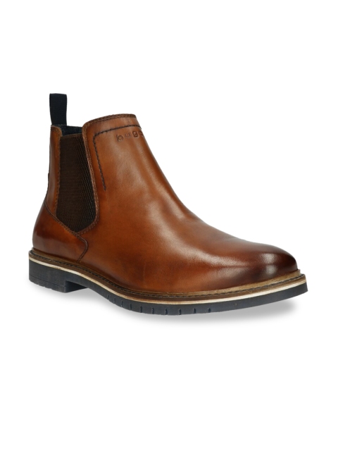 

Bugatti Men Brown Solid Nubuck Mid-Top Flat Boots