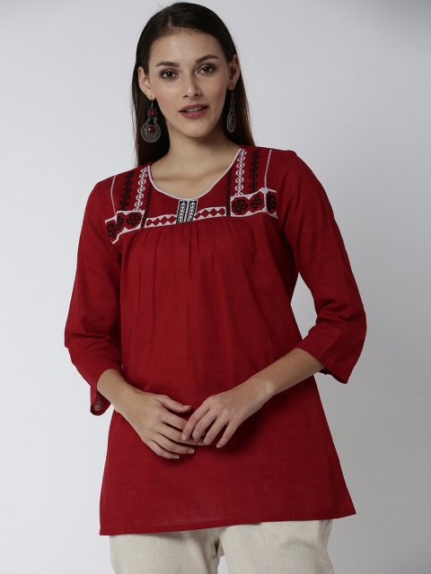 

Soch Women Red & White Embroidered Tunic