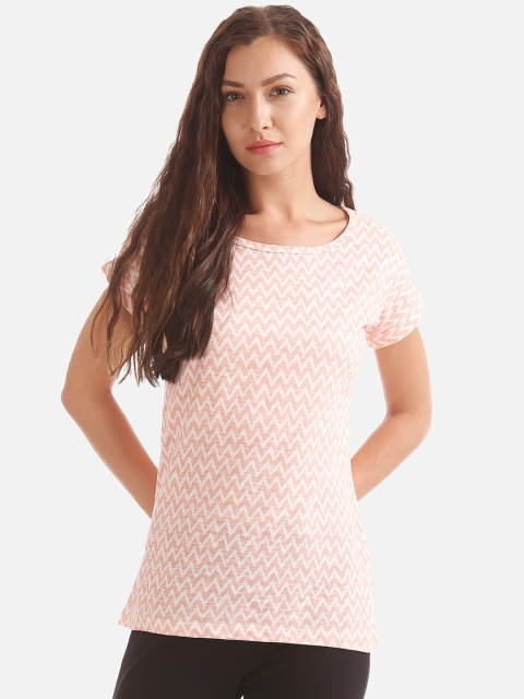

Cherokee Women Peach-Coloured Printed Pure Cotton Top