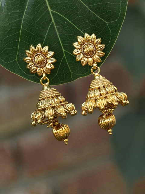 

Adwitiya Collection Gold-Plated Classic Jhumkas