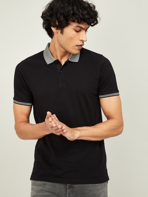 

Fame Forever by Lifestyle Men Black Solid Polo Collar T-shirt