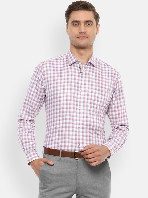 

Van Heusen Men White & Pink Regular Fit Checked Formal Shirt