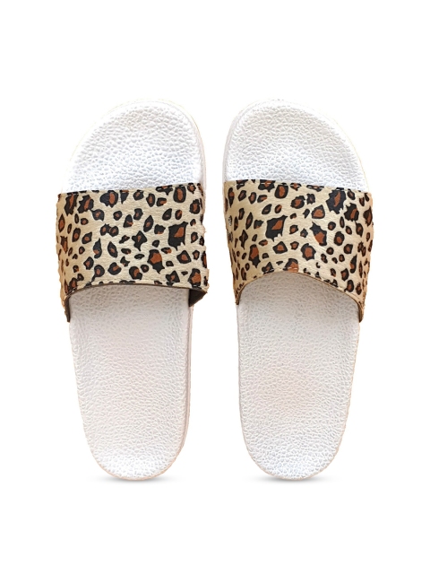 

Pampy Angel Women White & Beige Cheetah Printed Water-Resistant Slides