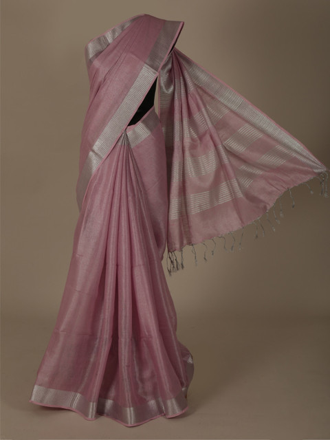 

Pothys Mauve Solid Pure Linen Saree