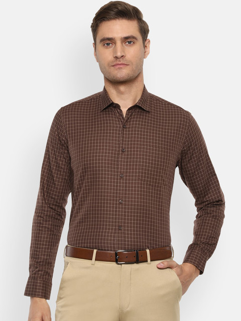 

Van Heusen Men Brown Slim Fit Checked Formal Shirt