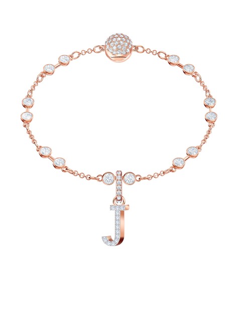 

SWAROVSKI Rose Gold-Plated White Crystal-Studded J-Shaped Alphabet Charm Pendant