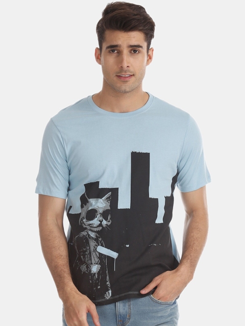 

Newport Men Blue Printed Round Neck T-shirt