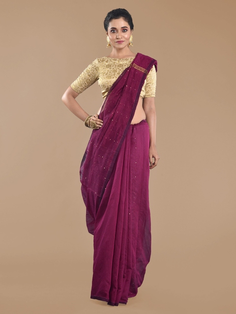 

Mitera Purple Woven Design Cotton Blend Saree