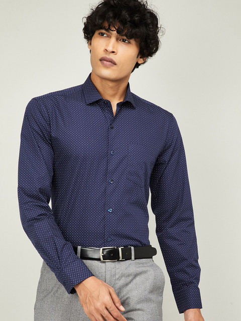 

CODE by Lifestyle Men Navy Blue & White Regular Fit Printed Formal Shirt