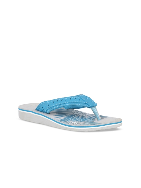 

Bata Women Blue Printed Laser-Cut Thong Flip-Flops