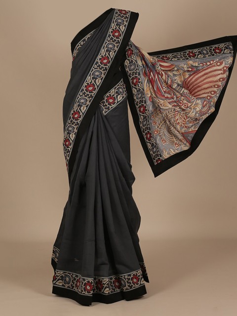 

Pothys Grey Solid Jute Silk Saree