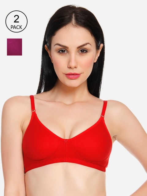 

Innocence Women Pack of 2 Solid Non-Padded Wireless T-shirt Bra BBAPLIN90788_28B, Purple