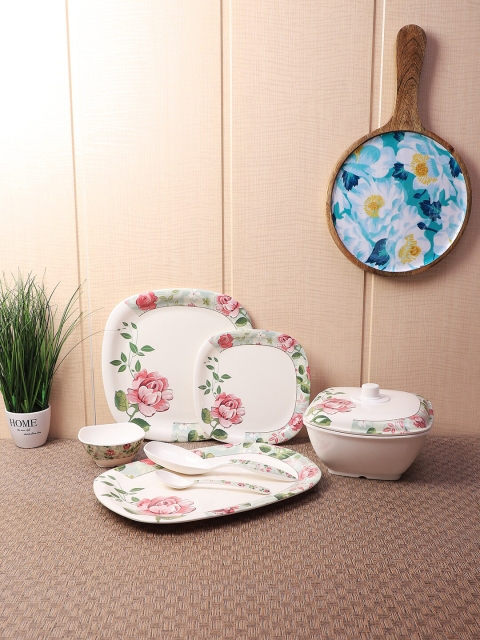 

CDI White & Pink Floral Printed Melamine 40 Pcs Dinner Set