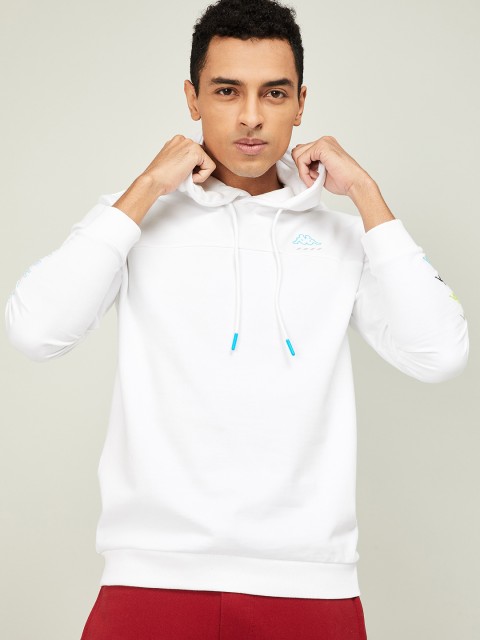 

Kappa Men White Solid Hooded Sweatshirt