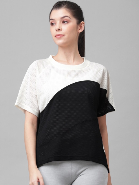 

ASICS Women Black & White Colourblocked Top