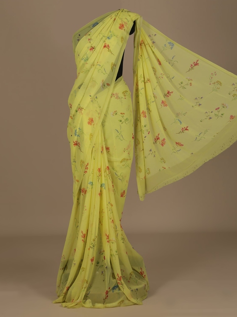 

Pothys Yellow & Red Poly Chiffon Printed Saree