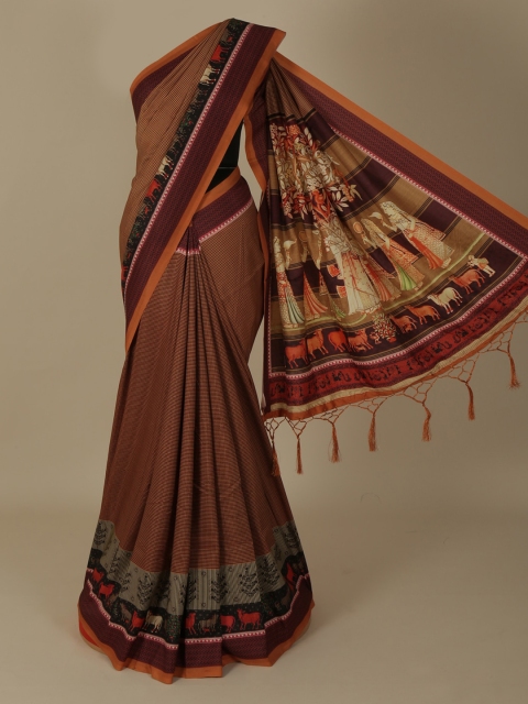 

Pothys Red Checked Jute Silk Saree