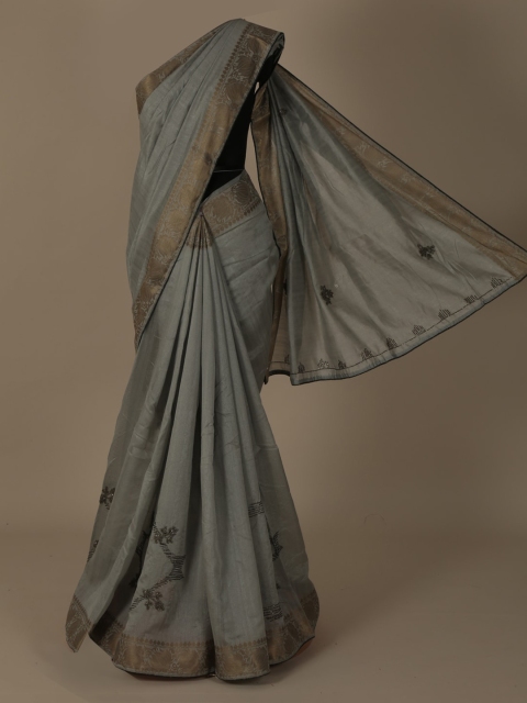 

Pothys Grey Woven Design Jute Silk Saree