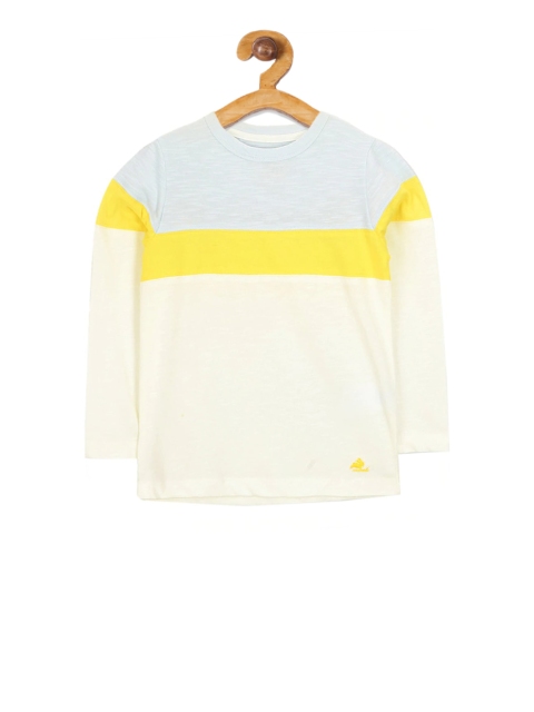 

Cherry Crumble Boys Off-White Colourblocked Round Neck T-shirt
