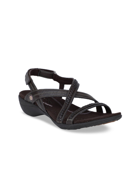

Hush Puppies Women Brown Woven Design Leather Comfort Heels