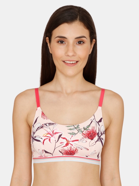 

Zivame Pink Floral Bralette Bra - Full Coverage