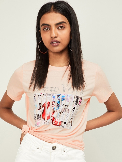 

Ginger by Lifestyle Women Pink Printed Pure Cotton Top
