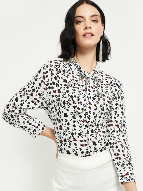 

max Women White & Black Printed Top