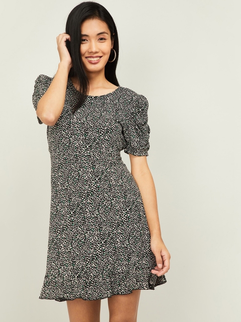 

Ginger by Lifestyle Women Black Printed A-Line Dress