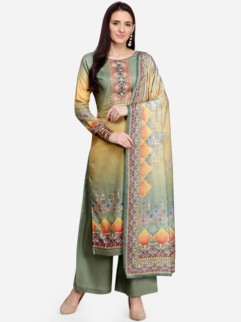 

Stylee LIFESTYLE Women Green & Yellow Printed Unstitched Dress Material