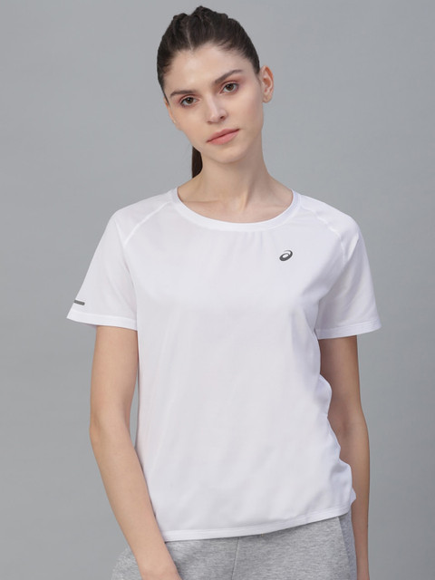 

ASICS Women White Solid Round Neck T-shirt VENTILATE SS