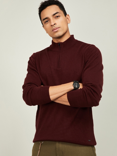 

CODE by Lifestyle Men Burgundy Solid Pullover Sweater