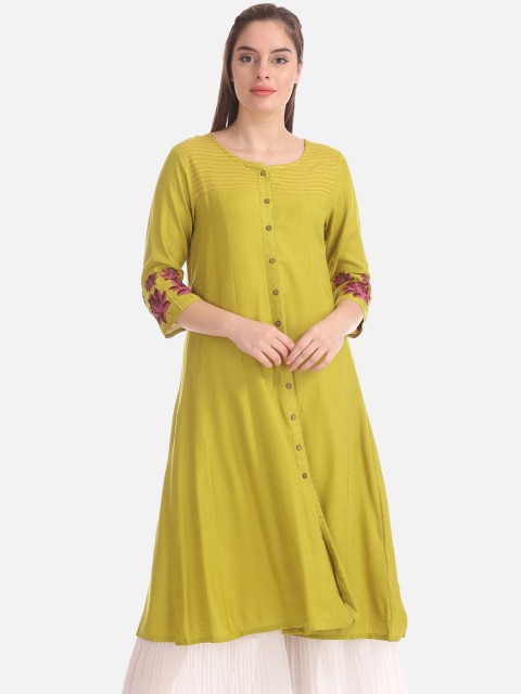 

Anahi Women Green Solid A-Line Kurta