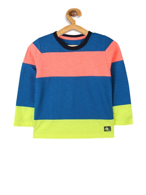 

Cherry Crumble Boys Blue Striped Round Neck T-shirt