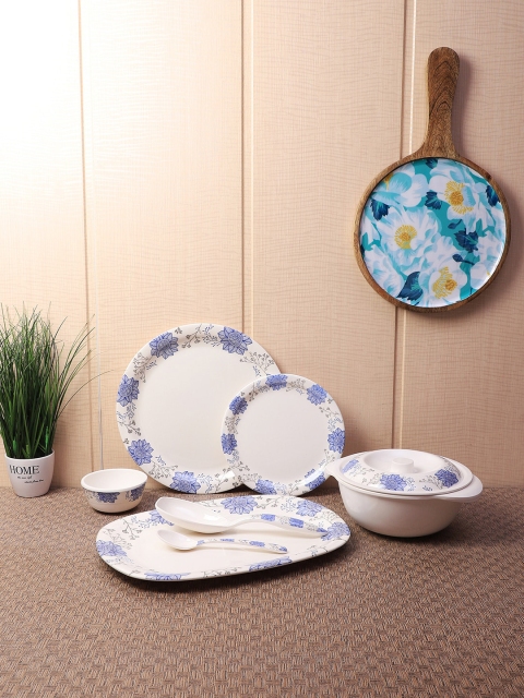 

CDI White & Blue Chain Printed 40-Pieces Melamine Dinner Set