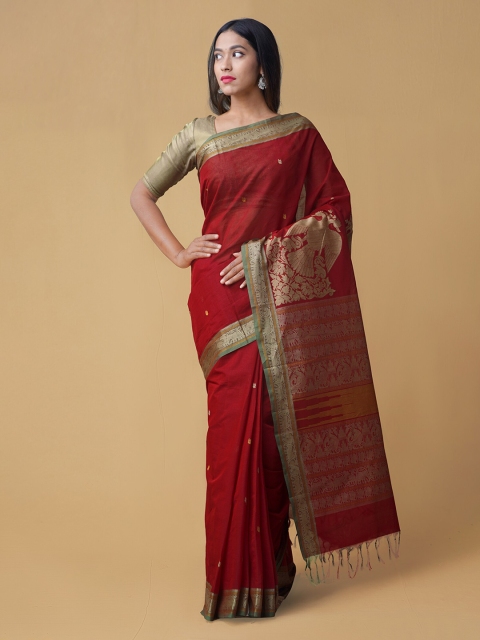 

Unnati Silks Red Woven Design Pure Kanchi Cotton Saree