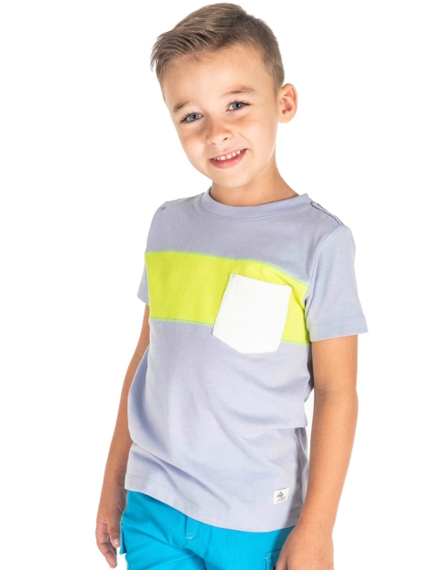 

Cherry Crumble Boys Grey Striped Round Neck T-shirt