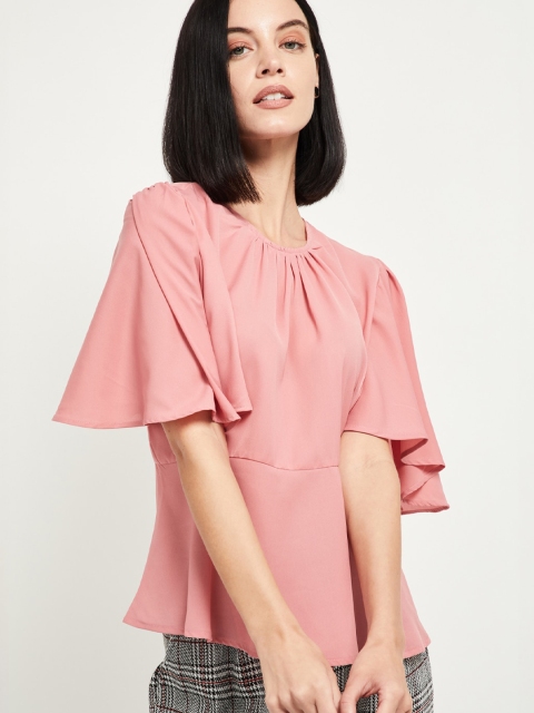 

max Women Pink Solid Top