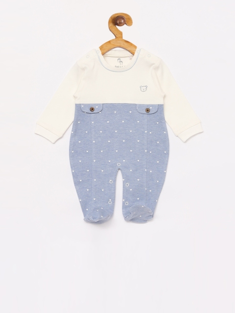 

BABY GO Boys Blue & White Printed Regular Fit Organic Cotton Romper