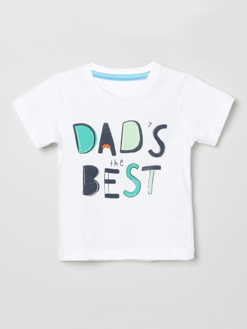 

max Boys White Printed Round Neck T-shirt