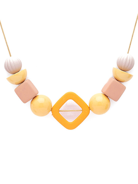 

Globus Gold-Plated Yellow & Pink Statement Necklace