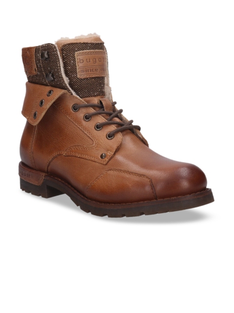 

Bugatti Men Brown Leather Flat Boots