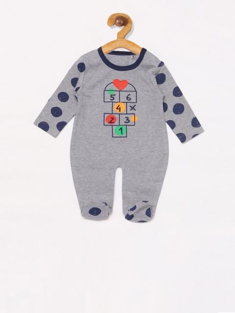 

Baby Go Grey Printed Regular Fit Organic Cotton Romper