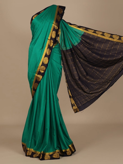 

Pothys Green Solid Poly Crepe Saree