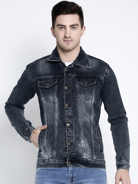 

Rodamo Men Grey Solid Denim Jacket