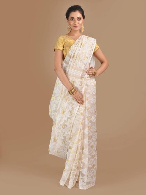 

Mitera White Woven Design Jamdani Saree
