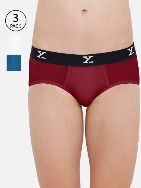 

XYXX Men IntelliSoft Antimicrobial Micro Modal Pack of 3 Ace Briefs XYBRF3PCKN453, Red