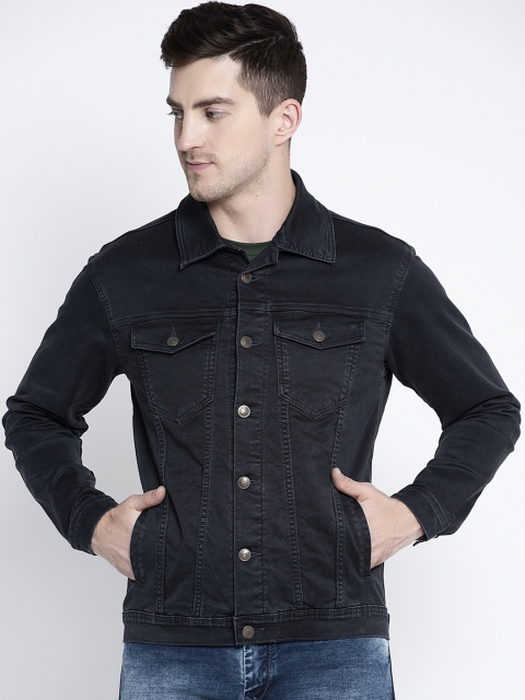 

Rodamo Men Black Solid Denim Jacket