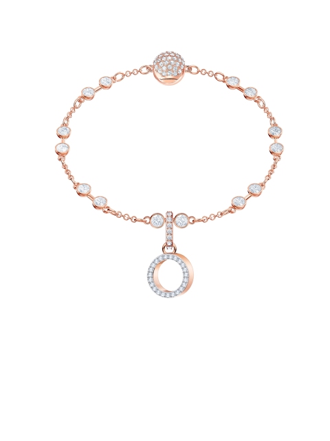 

SWAROVSKI Rose Gold-Plated White Quartz-Studded O Alphabet-Shaped Pendant
