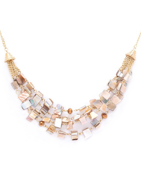 

Globus Gold-Plated Brown & Beige Statement Necklace