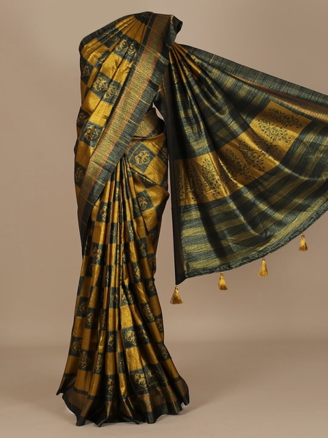 

Pothys Mustard Woven Design Jute Silk Saree